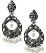 Oxidized Antique German Silver Light Weight Pearl Chandelier Earring For Women