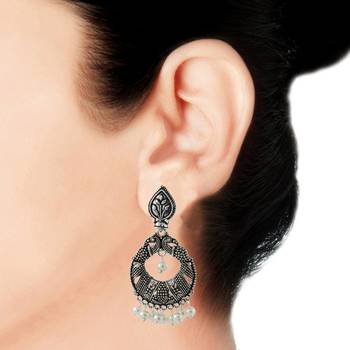 Oxidized Antique German Silver Light Weight Pearl Chandelier Earring For Women 4