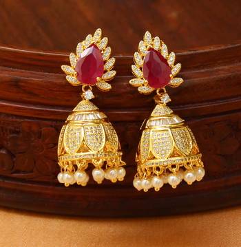 Gorgeous High Gold  Red  Designer  Earrings 1