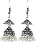 Antique Oxidized German Silver Pearl Double Jhumki Earring For Women