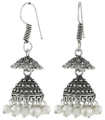 Antique Oxidized German Silver Pearl Double Jhumki Earring For Women 2