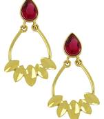 Italian Petal Pink Gold Plated Dangling Earring For Women
