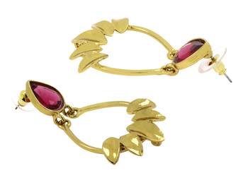 Italian Petal Pink Gold Plated Dangling Earring For Women 3