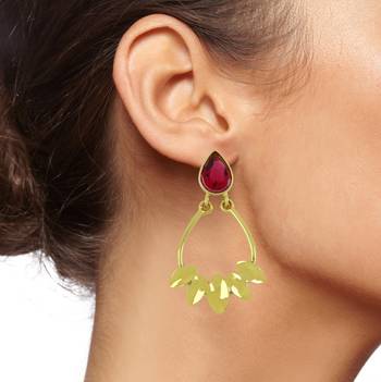 Italian Petal Pink Gold Plated Dangling Earring For Women 4