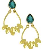 Italian Petal Green Gold Plated Dangling Earring For Women