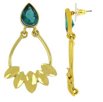 Italian Petal Green Gold Plated Dangling Earring For Women 2