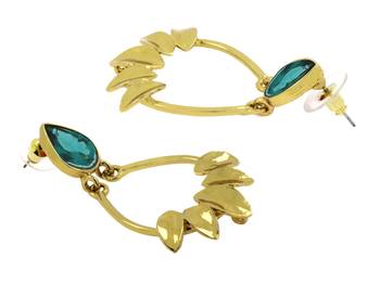 Italian Petal Green Gold Plated Dangling Earring For Women 3