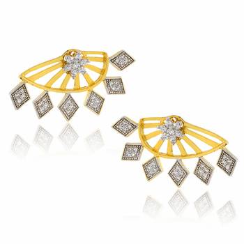 Floralgeometric Gold Plated Ear Cuff Jacket Pair Stud Earring For Women 1
