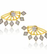 Floralgeometric Gold Plated Ear Cuff Jacket Pair Stud Earring For Women