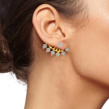 Floralgeometric Gold Plated Ear Cuff Jacket Pair Stud Earring For Women 3