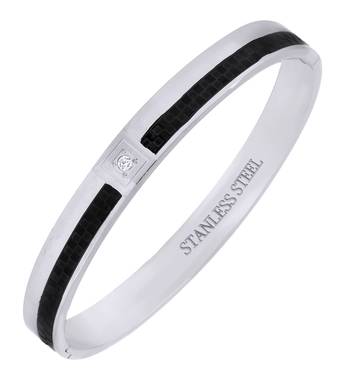 Stainless Steel Black Silver Openable Cz Free Size Kada Bangle Bracelet For Men 1