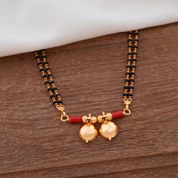 Black beads mangalsutra LONG 30" with double vati one gram gold 1