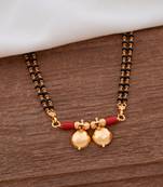 Black beads mangalsutra LONG 30" with double vati one gram gold