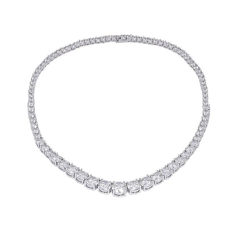 Gradient Cubic Zirconia Sterling Silver Plating Necklace Set for Women