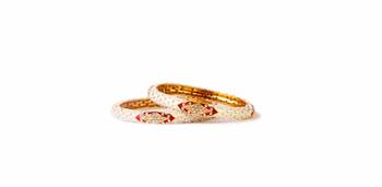 Beige And Red Meenakari Bangles 1