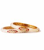 Beige And Red Meenakari Bangles