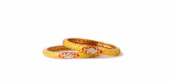 Yellow And Orange Meenakari Bangles 1