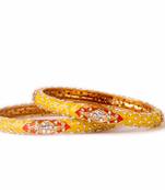 Yellow And Orange Meenakari Bangles