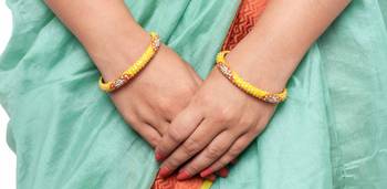Yellow And Orange Meenakari Bangles 3