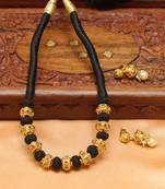 Gorgeous Gold Plated Multi Colour Black Thread Necklace Set