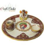 eCraftIndia Pooja Thali with Lord Ganesha, 1  Pot  and 1  Diya