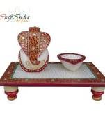 eCraftIndia Lord Ganesha & Diya on Chowki