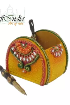 eCraftIndia Papier-Mache Round Pen Stand