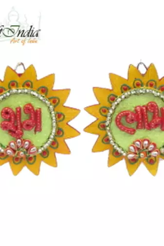 eCraftIndia Papier-Mache Surya Shubh-Labh Wall Hanging