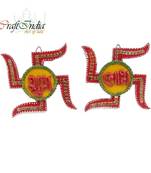 eCraftIndia Papier-Mache Swastika Shubh-Labh Wall Hanging12"x1"x6"
