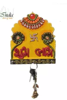eCraftIndia Papier-Mache Shubh-Labh Key Holder