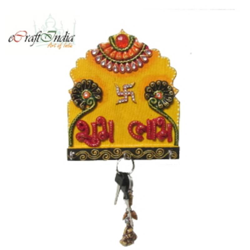 eCraftIndia Papier-Mache Shubh-Labh Key Holder