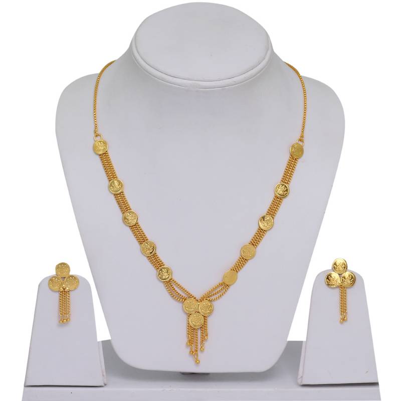 Traditional Godess Laxmi Inspired Coin Necklace With Earings For Women