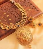 Divine Antique Blue  Red Lakshmi Necklace Set 