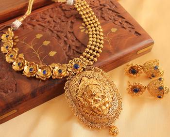 Divine Antique Blue Lakshmi Necklace Set 1