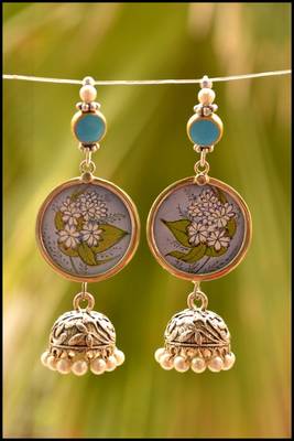 Pretty fluire handpainted dangler jhumka earrings 1