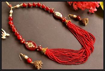 Grand kundan meenakari Semi - Precious Silver plated necklace set 3