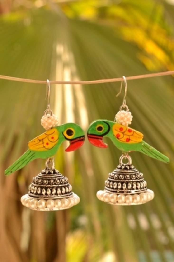 Pretty parrot jhumka earrings