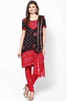 Bandhej Cotton Hand Work Dress Material