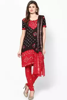 Bandhej Cotton Hand Work Dress Material