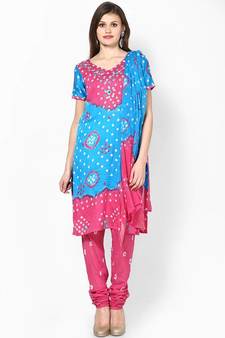 Amazing Pink Cotton Bandhej Dress material