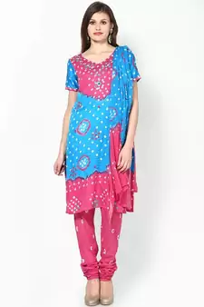 Amazing Pink Cotton Bandhej Dress material