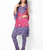 Pink Grey Cotton Unstitched Salwar Suit Material