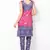 Pink Grey Cotton Unstitched Salwar Suit Material
