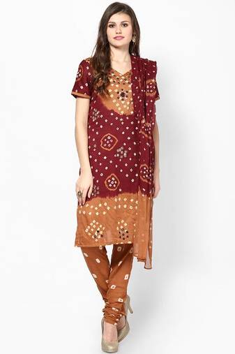 Brown Hand Work Dress Material
