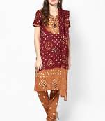 Brown Hand Work Dress Material