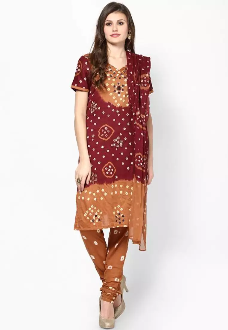 Brown Hand Work Dress Material