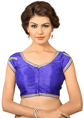 Royal Blue Dupion Silk Embrodiered Stitched Blouse 2