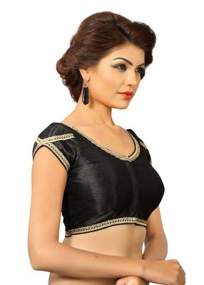 Black Dupion Silk Embrodiered Stitched Blouse 1