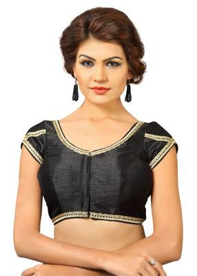 Black Dupion Silk Embrodiered Stitched Blouse 2