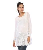 White Embroidered Fancy Tops